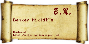 Benker Miklós névjegykártya